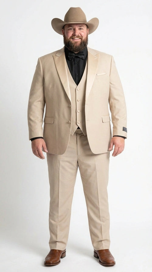 Men’s Tan Cowboy Suit – Western Formal Two Piece Suit for Weddings, Champaign Sand Color