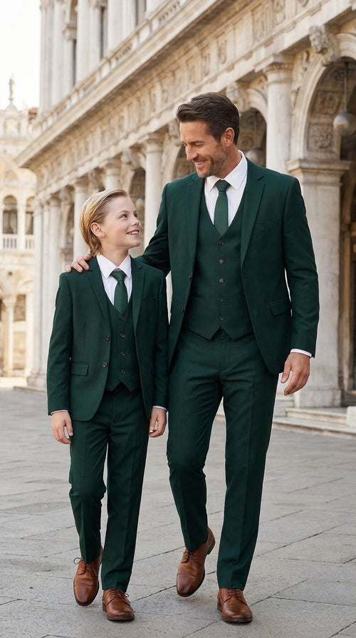 Dad & Son Matching Dark Green 3-Piece Suits β Father and Son Wedding Formal Suits