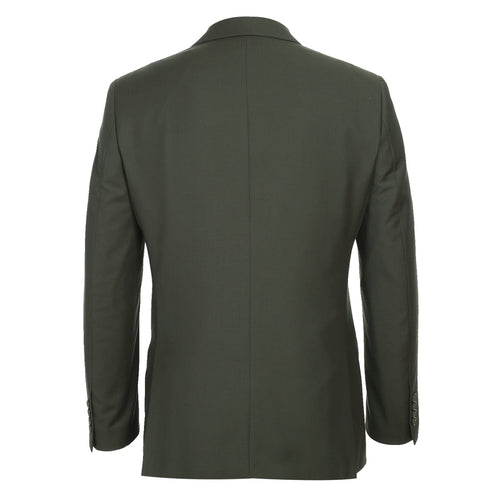 Mens Basic Two Button Slim Fit Suit with Optional Vest in Olive Green