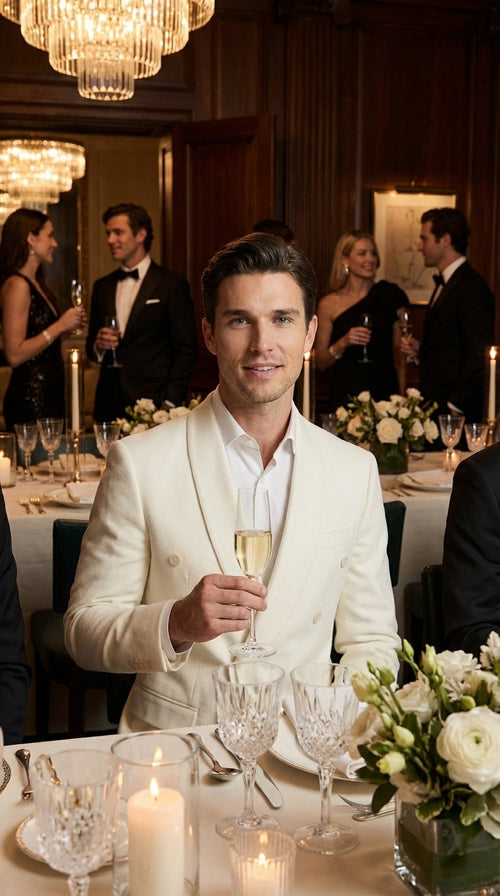 Mens Ivory Dinner Jacket Blazer – Elegant Ivory Cream Off White Formal Blazer Wedding Tuxedo Jacket Evening Wear