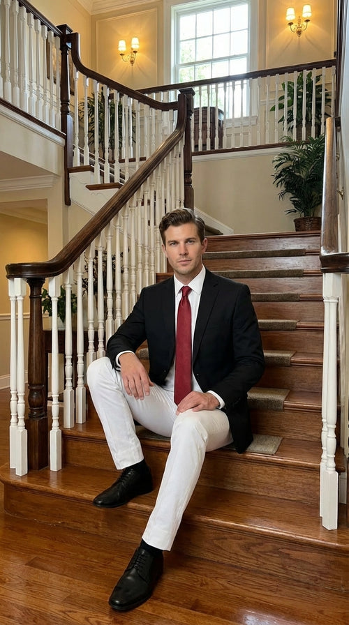 Men’s Solid Black Two Button Suit Jacket Blazer With White Pants | Black Blazer Sport Coat