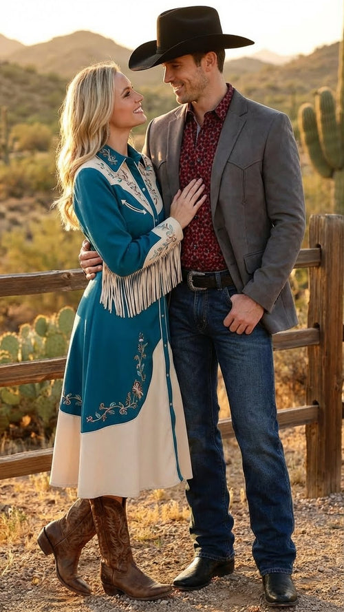 Saco Vaquero Men’s Charcoal Gray Western Faux Suede Blazer – Double Button Cowboy Jacket for Wedding & Party Wear