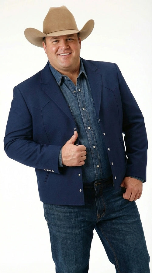 Mens Navy Blue Western Blazer Set β Cowboy Style Jacket and Pants Outfit Classic Country Western Blazer