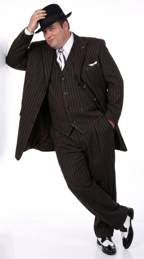 Men’s Black Pinstripe Zoot Suit – 3-Piece 1920s Gangster Vested Formal Suit