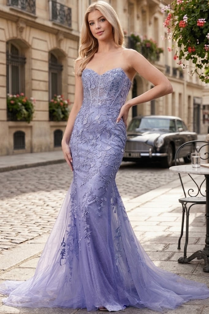 Amelia Couture 7024 Sweetheart Mesh Corset Mermaid Prom Dress