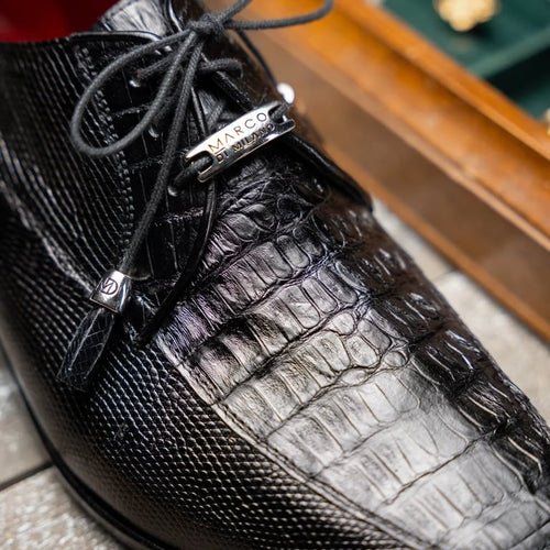 Marco Di Milano Merida Black Genuine Caiman and Lizard Derby Shoes - view 8
