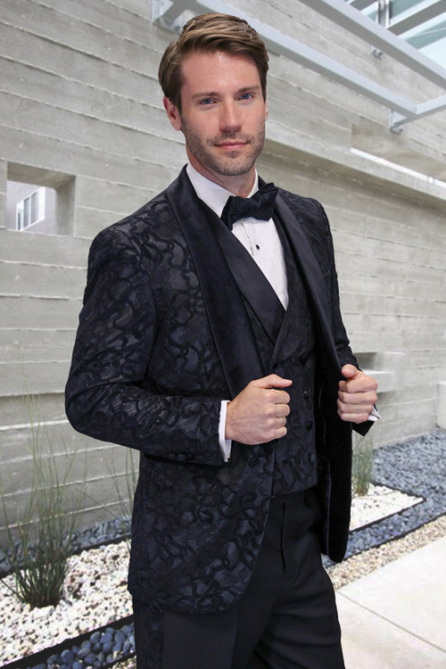 Men's Paisley Vested Tuxedo with Velvet Details