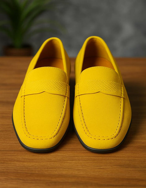 Men's Yellow Suede Loafers - Casual Slip-On Moccasin Driving Shoes by USA Men's Outlet