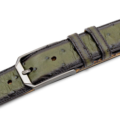 Mezlan Ostrich Leather Belt - Luxurious Italian Craftsmanship