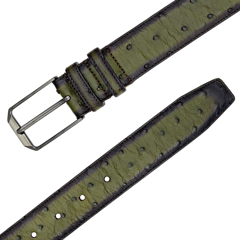 Mezlan Ostrich Leather Belt - Luxurious Italian Craftsmanship