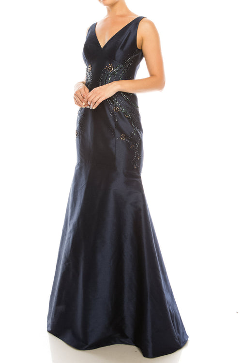 Adrianna Papell Sleeveless Beaded Faille Dress