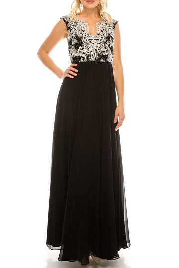 Aidan Mattox MD1E201158 Sleeveless Metallic Lace A-Line Dress