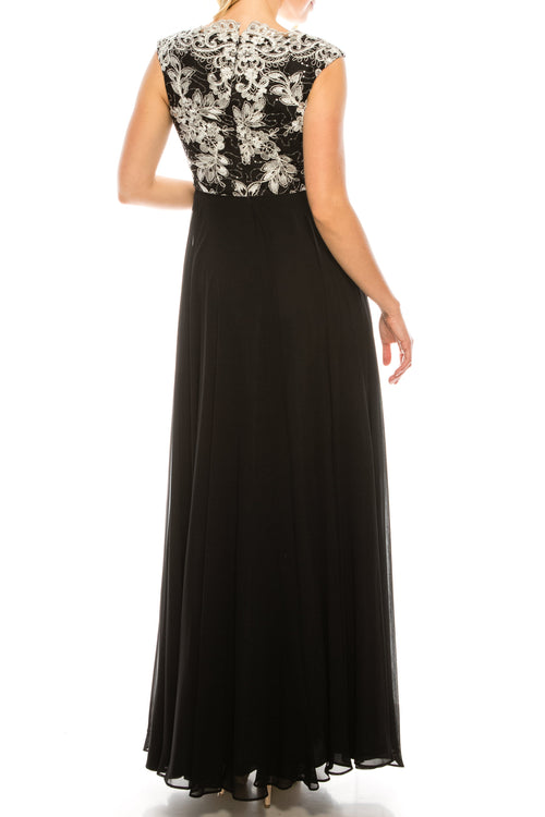 Aidan Mattox MD1E201158 Sleeveless Metallic Lace A-Line Dress