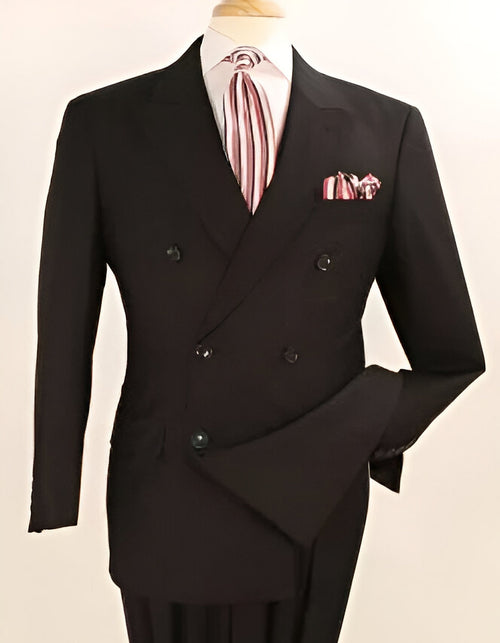 Double Breasted Suits - Vested Suits Wool Fabric - Apolo King Brand - Black Suit USA Men's Outlet