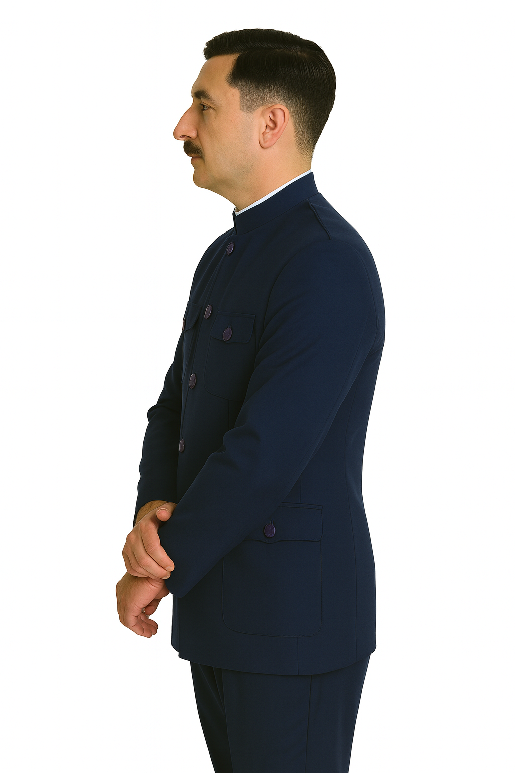 "Exquisite Prom and Wedding Attire: Apollo King Navy Safari Banded Suit for Unforgettable Occasions"