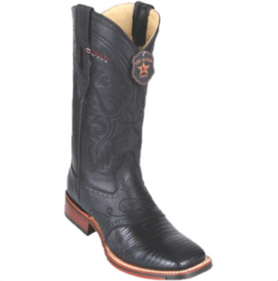 Menβs Los Altos Teju Lizard Boots With Saddle Wide Square Toe (Rubber Sole)