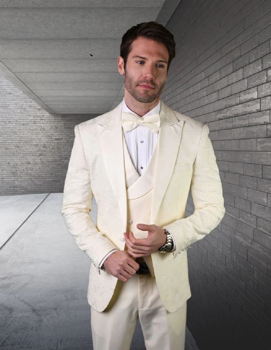 White Prom Suit - White Prom Tuxedo Suits - White Wedding Tuxedo Ivory Jacket by PROMTUXEDO