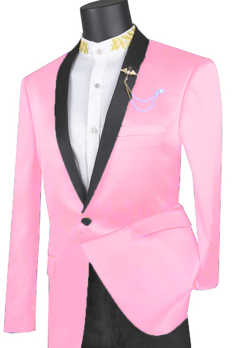 Men's Pink Satin Tuxedo Jacket by Vinci Suits