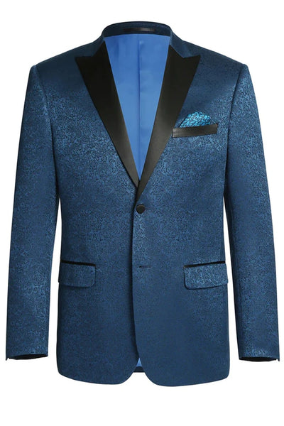 Teal Prom Tuxedo Suit - Teal Wedding Suit - Mens Two Button Peak Lapel Paisley Prom Tuxedo Blazer by PROMTUXEDO
