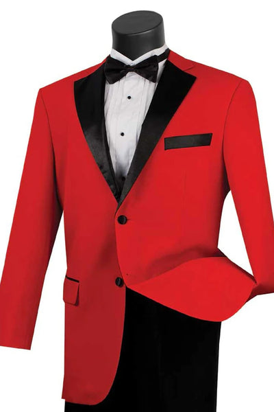 Red Prom Tuxedo Suit - Red Wedding Suit - Mens 2 Button Contrast Notch Lapel Tuxedo by PROMTUXEDO