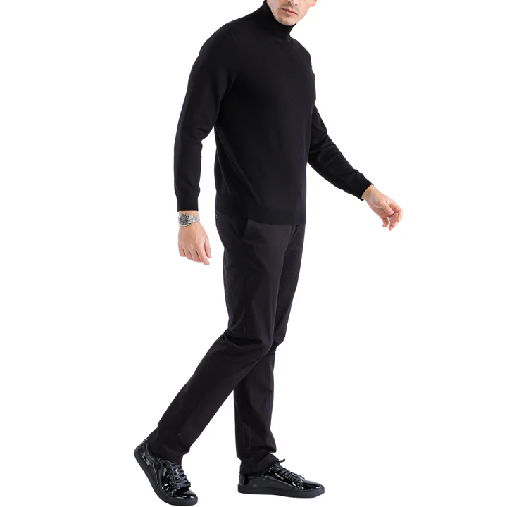 MENS BLACK PULLOVER TURTLENECK SWEATER USA Men's Outlet