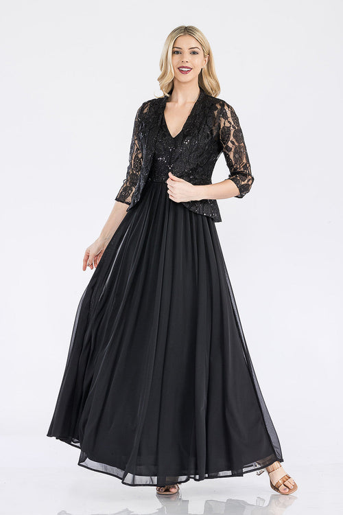 Red Carpet Dress V-Neck A-Line Sequin Formal Gown By Lenovia 5237