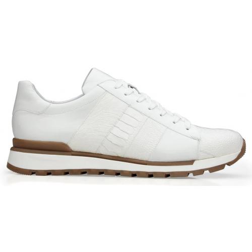 Belvedere Blake White Genuine Ostrich Leg Soft Calf Casual Sneakers