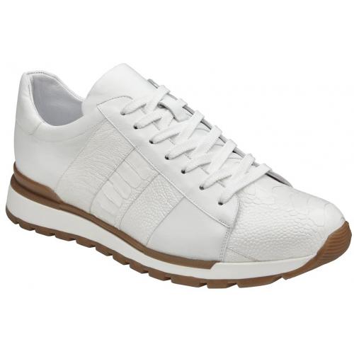 Blake White Genuine Ostrich Leg Soft Calf Casual Sneakers by Belvedere Shoes – SuitUSA