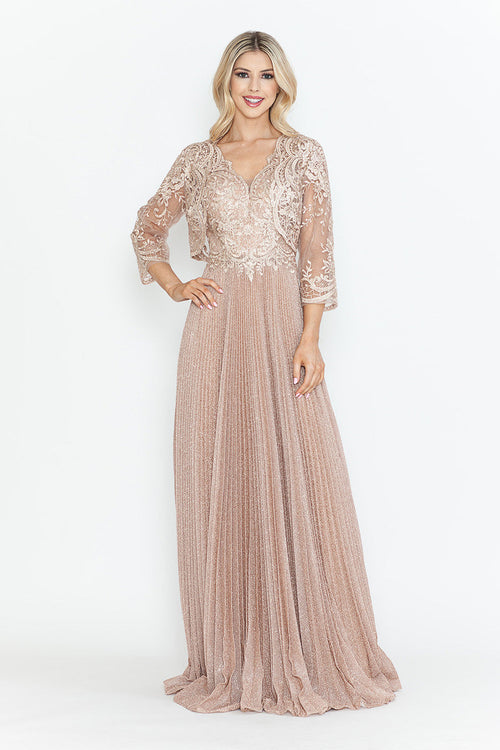 Mother Of The Groom Dress V-Neck 3/4 Sleeve Gown By Lenovia 8341-New Collection