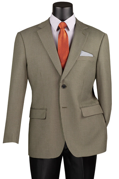 Men's Two Button Modern Fit Sport Coat Blazer in Olive Green Houndstooth by USA Men's Outlet