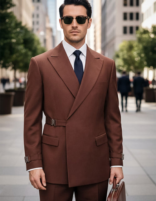 2PC Italian Super 200's Wool Suit Modern Fit in Copper