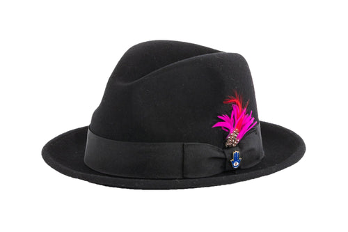 Black Brooks Trilby 100% Australian Wool Crushable Hat by Ferrecci