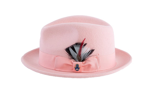 Pink Brooks Trilby 100% Australian Wool Felt Crushable Hat by Ferrecci