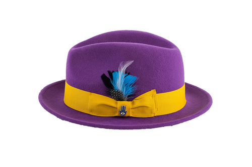 Purple Brooks Trilby 100% Australian Wool Felt Crushable Hat by Ferrecci