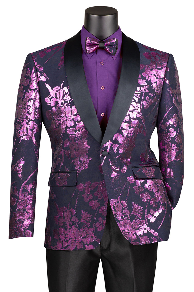 Men's Lavender Paisley Tuxedo Jacket by Vinci Suits