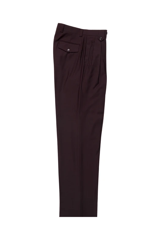 Tiglio Luxe Burgundy Wide Leg, Pure Wool Dress Pants 2576 – SuitUSA