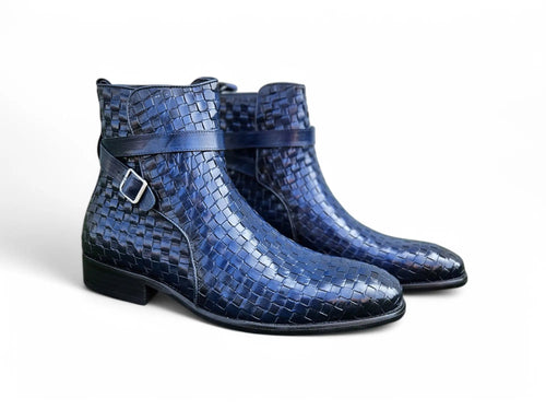 Basket Weave Calfskin Buckle Boot