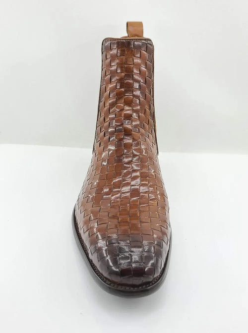 Carrucci Chelsea Boot: Woven Leather, Luxury Style