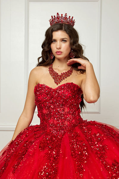 Applique Corset Ball Gown by Bella Princess PQ1070