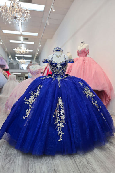 Beaded Off Shoulder Ball Gown by Bella Princess PQ1076