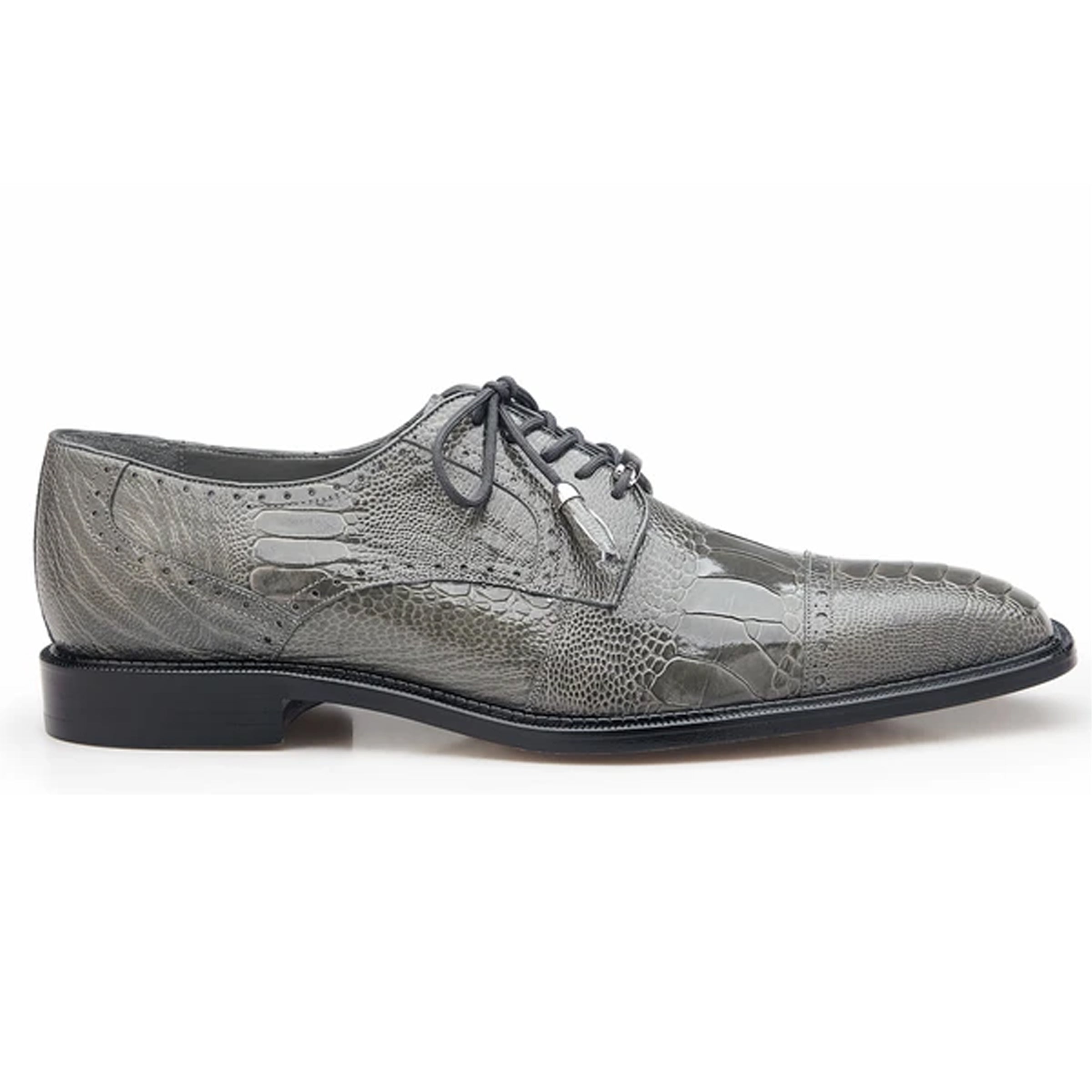 Mens Batta Ostrich Cap Toe Derby Dress Shoe in Grey by Belvedere Shoes
