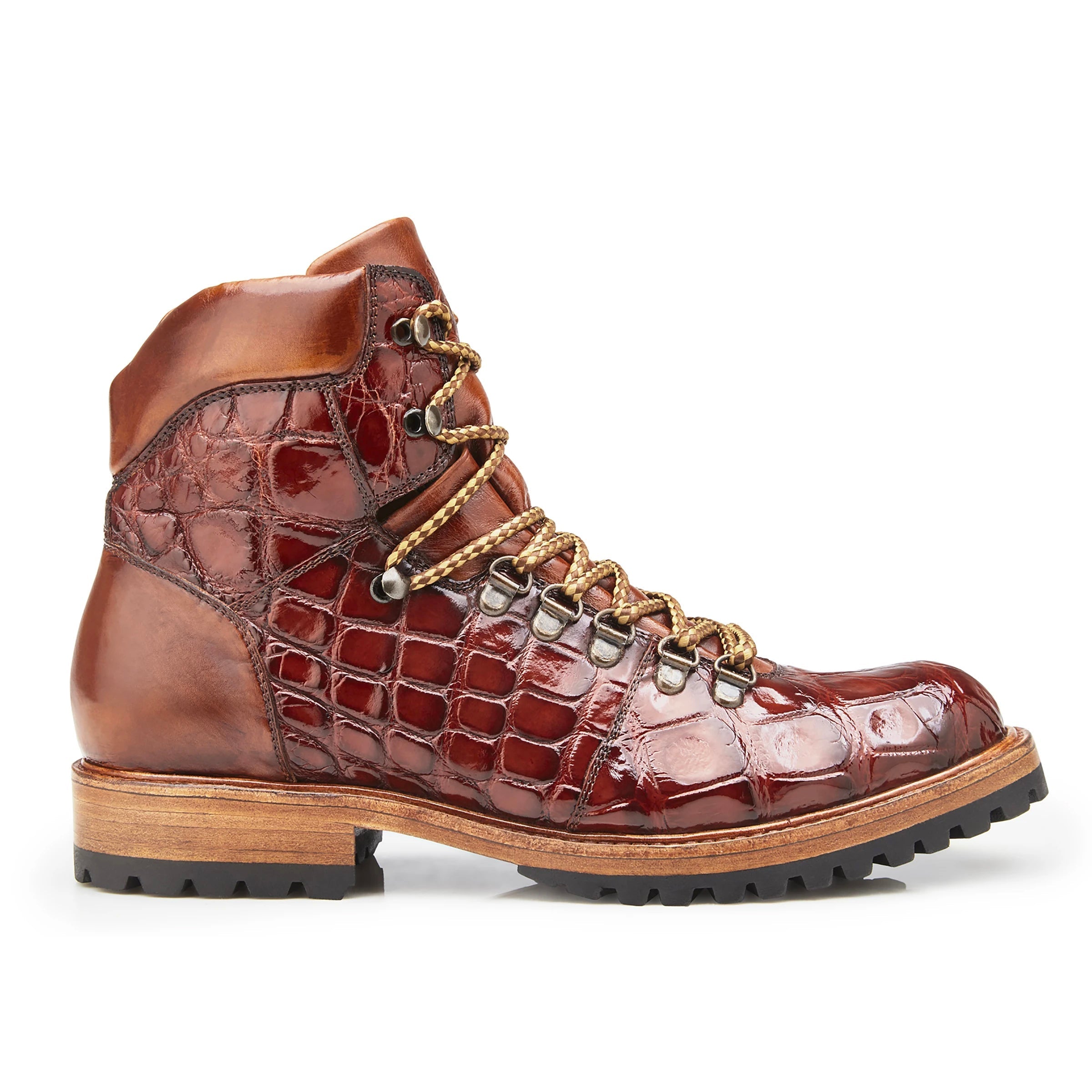 Mens Belvedere Damian Alligator Hiking Boot in Peanut