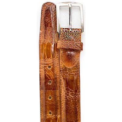 Mens Ostrich Leg Dress Belt in Brandy by Belvedere Shoes
