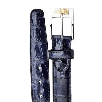 Mens Alligator Dress Belt in Navy by Belvedere Shoes