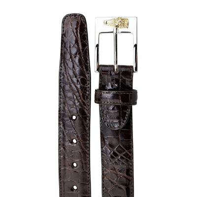 Mens Alligator Dress Belt in Cognac by Belvedere Shoes