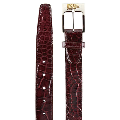 Mens Alligator Dress Belt in Burgundy by Belvedere Shoes