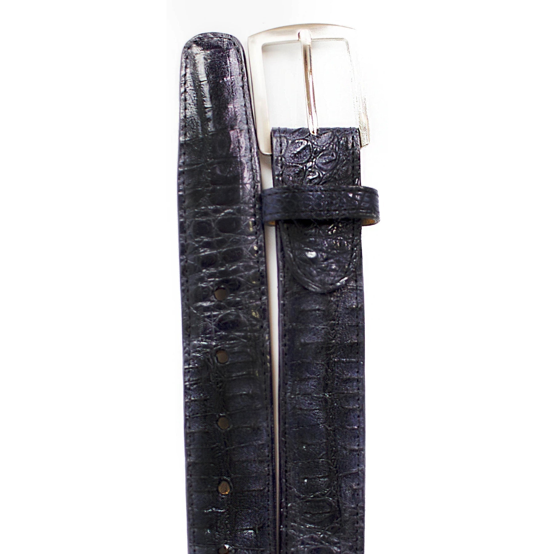 Mens Caiman Crocodile Dress Belt in Navy Belvedere Shoes