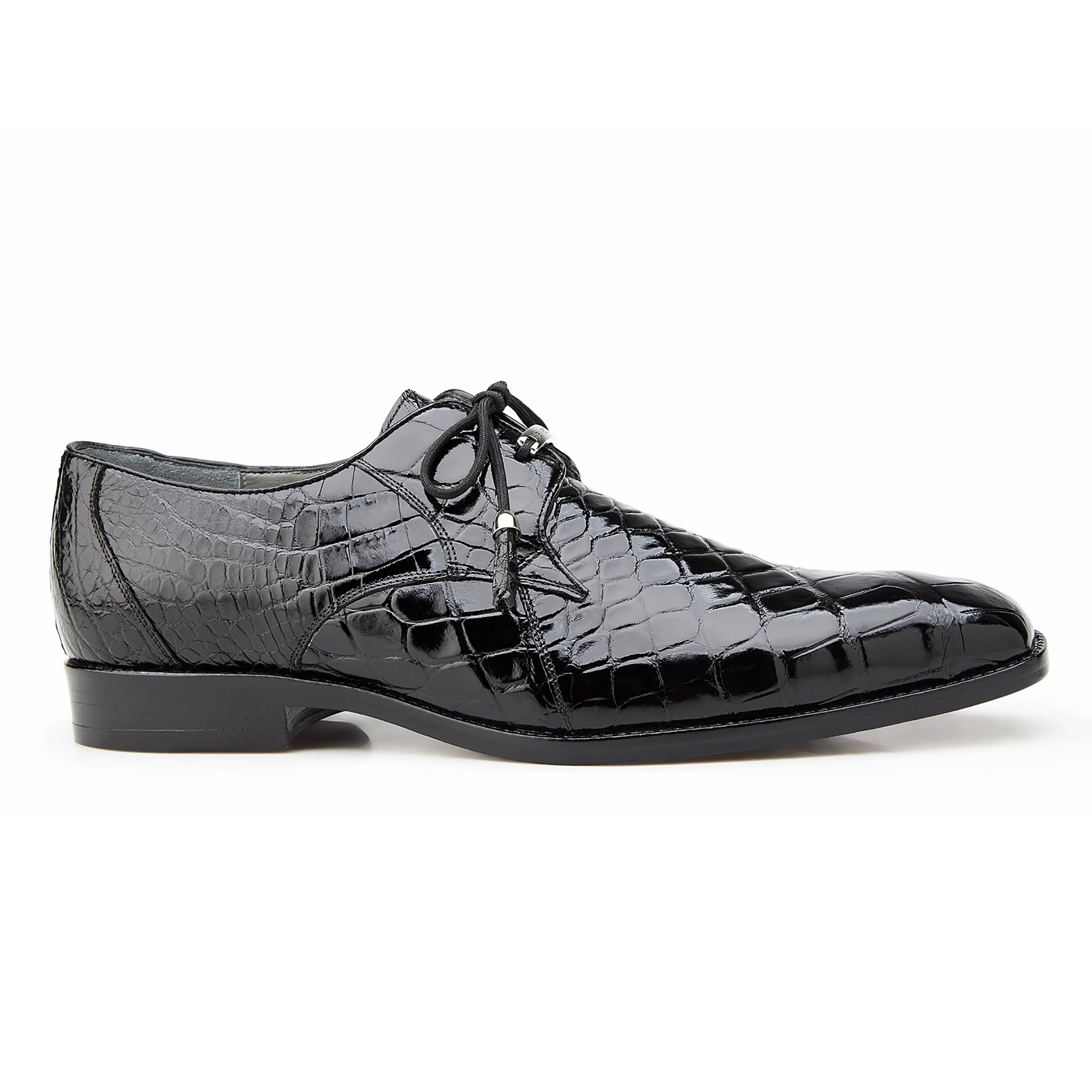 Mens Lago Alligator Derby Dress Shoe in Black - Belvedere Shoes – SuitUSA