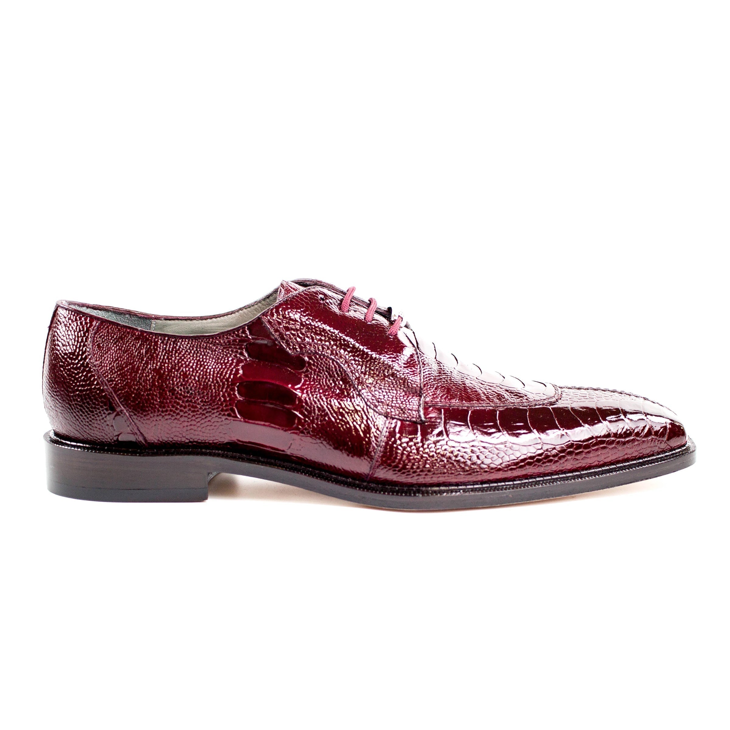 Mens Siena Ostrich Leg Split Toe Dress Shoe in Burgundy by Belvedere Shoes