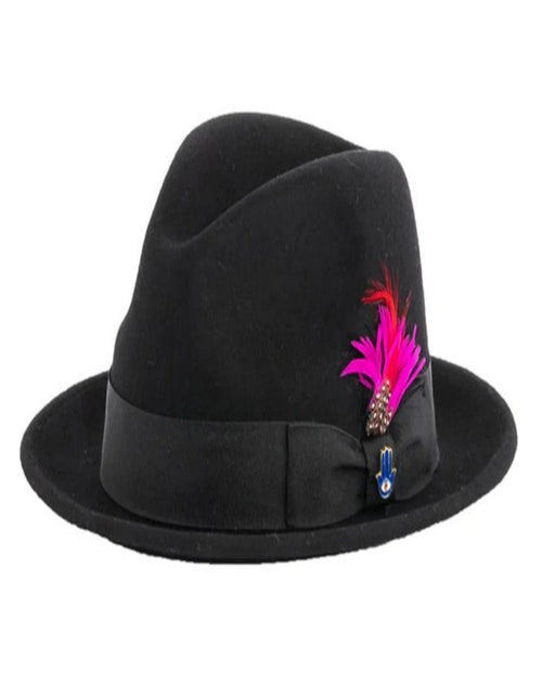 Black Dress Hat 1920s Fedora Style - Mens Narrow Brim Crushable Wool Dress Hat Trilby Fedora in Black USA Men's Outlet